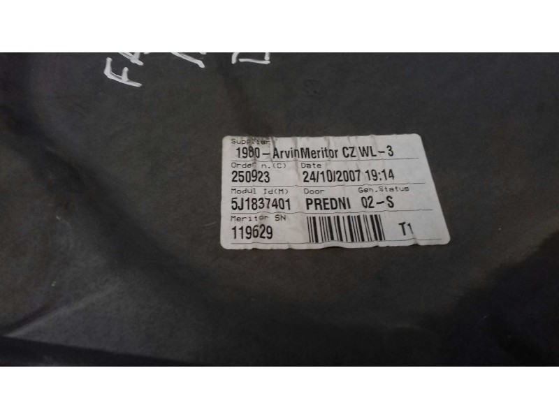 Recambio de elevalunas delantero izquierdo para skoda fabia (5j2 ) style referencia OEM IAM 5J1837401 119629 ELECTRICO