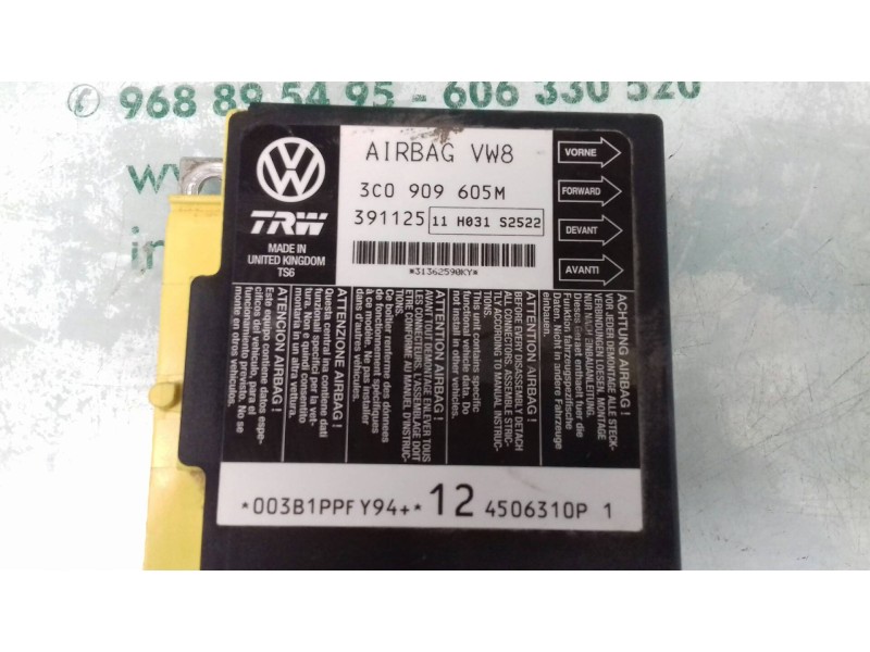 Recambio de centralita airbag para volkswagen passat berlina (3c2) advance referencia OEM IAM 3C0909605M  TRW