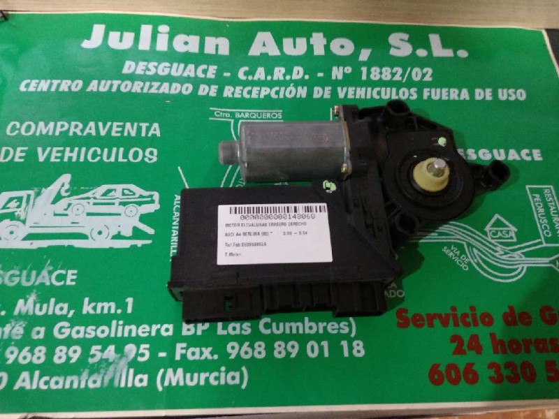 Recambio de motor elevalunas trasero derecho para audi a4 berlina (8e) referencia OEM IAM 8E0959802A 5WK47011ABF 0130821763