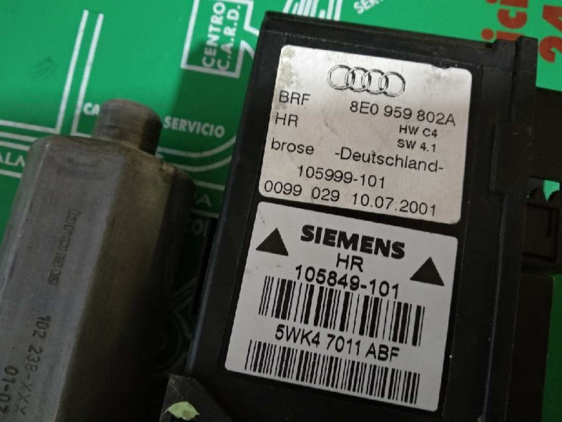 Recambio de motor elevalunas trasero derecho para audi a4 berlina (8e) referencia OEM IAM 8E0959802A 5WK47011ABF 0130821763