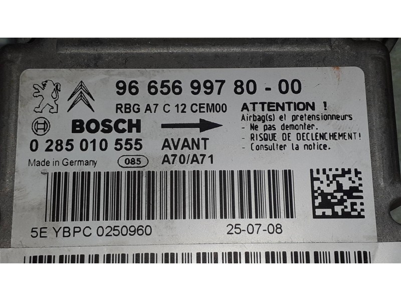 Recambio de centralita airbag para peugeot 207 sw confort referencia OEM IAM 9665699780 0285010555 BOSCH
