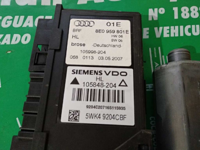 Recambio de motor elevalunas trasero izquierdo para audi a4 berlina (8e) 2.0 tdi 16v (103kw) referencia OEM IAM 8E0959801E 5WK49