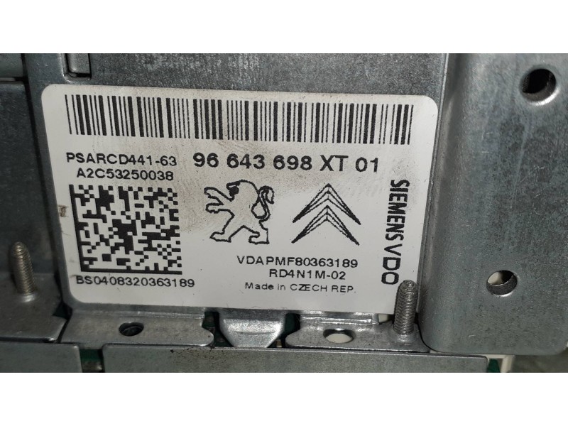 Recambio de sistema audio / radio cd para peugeot 207 sw confort referencia OEM IAM 96643698XT 96643698XT01 SIEMENS