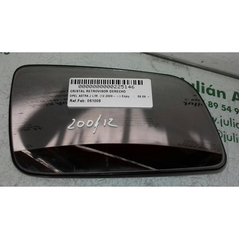 Recambio de cristal retrovisor derecho para opel astra j lim. enjoy referencia OEM IAM 061008  