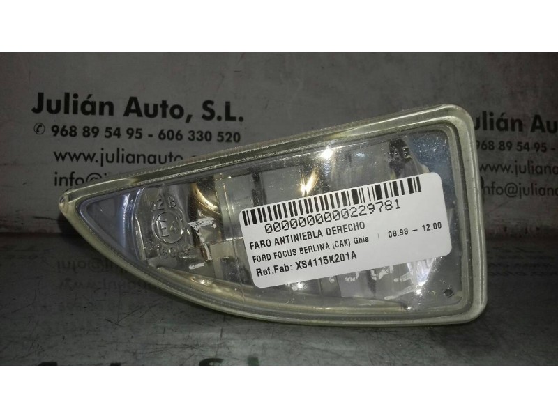Recambio de faro antiniebla derecho para ford focus berlina (cak) ghia referencia OEM IAM XS4115K201A  2 PINES