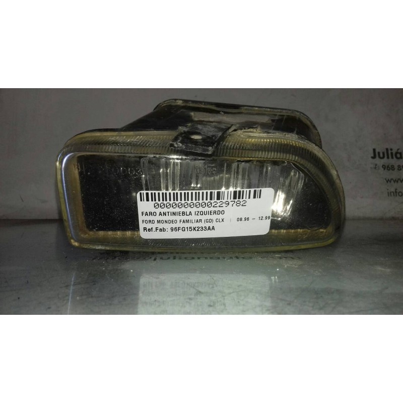 Recambio de faro antiniebla izquierdo para ford mondeo familiar (gd) clx referencia OEM IAM 96FG15K233AA VALEO 2 PINES