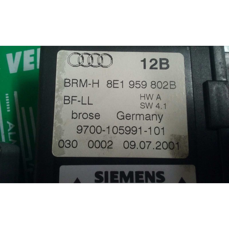 Recambio de motor elevalunas delantero derecho para audi a4 berlina (8e) 1.9 tdi (96kw) referencia OEM IAM 8E1959802B 5WK47006AB