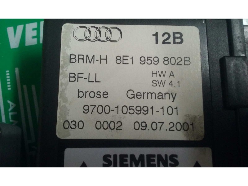 Recambio de motor elevalunas delantero derecho para audi a4 berlina (8e) 1.9 tdi (96kw) referencia OEM IAM 8E1959802B 5WK47006AB