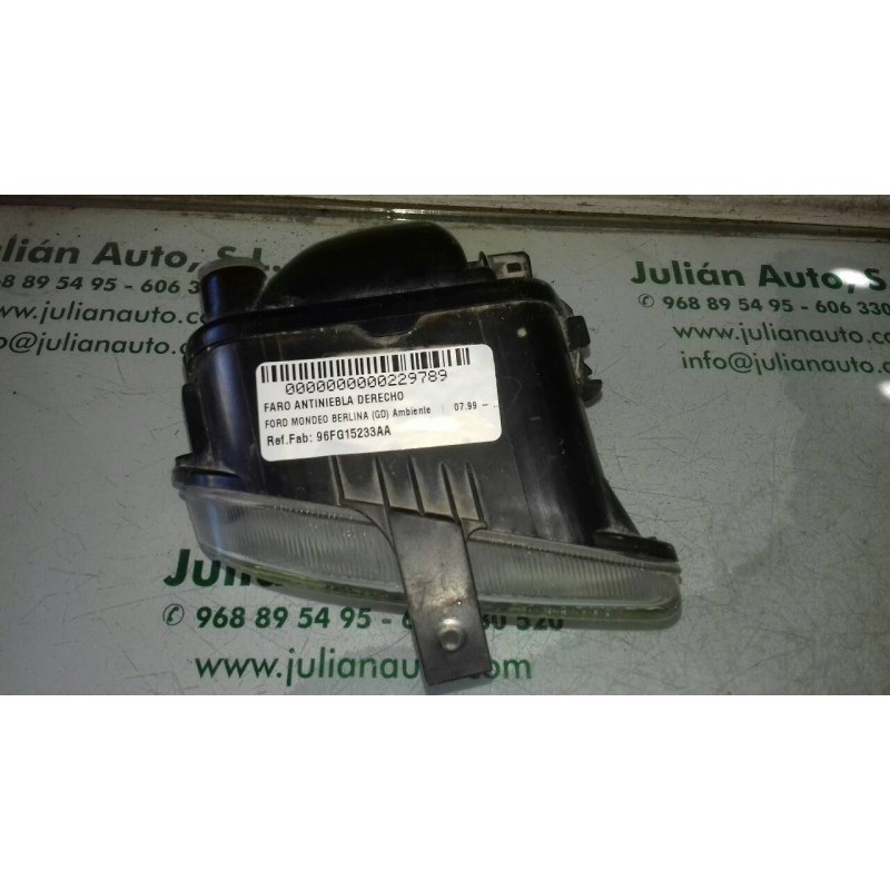 Recambio de faro antiniebla derecho para ford mondeo berlina (gd) ambiente referencia OEM IAM 96FG15233AA VALEO 2 PINES