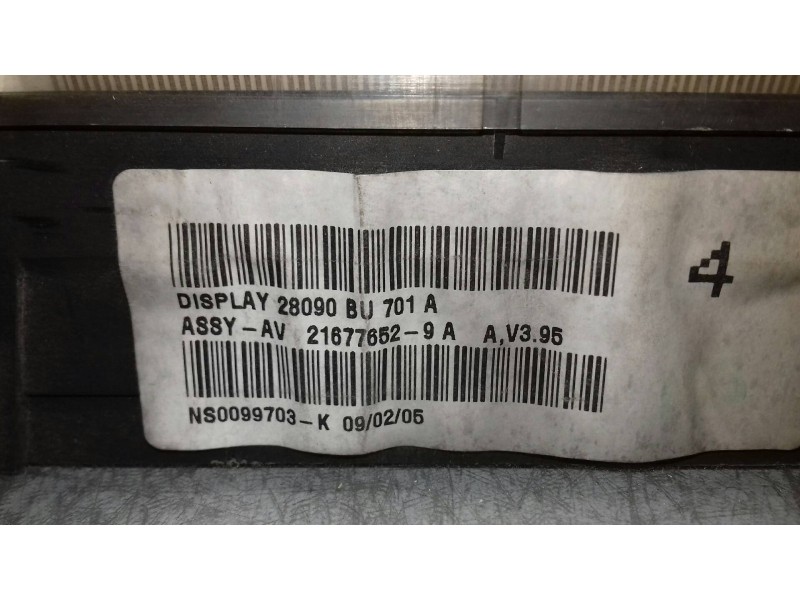 Recambio de pantalla multifuncion para nissan almera (n16/e) line up referencia OEM IAM 28090BU701A 216776529A 