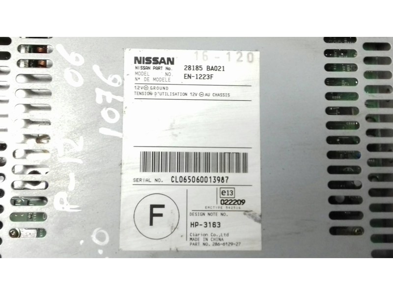 Recambio de sistema audio / radio cd para nissan primera berlina (p12) visia referencia OEM IAM 28185BA021 CLO65060013987 