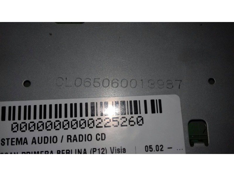 Recambio de sistema audio / radio cd para nissan primera berlina (p12) visia referencia OEM IAM 28185BA021 CLO65060013987 