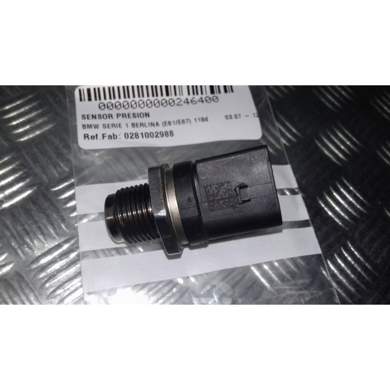 Recambio de sensor presion para bmw serie 1 berlina (e81/e87) 118d referencia OEM IAM 0281002988 CONECTOR 3 PINES PRESION RAIL