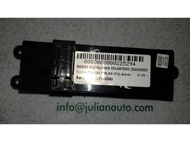 Recambio de mando elevalunas delantero izquierdo para nissan primera berlina (p12) acenta referencia OEM IAM 25401AV640  