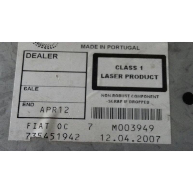 Recambio de sistema audio / radio cd para fiat bravo (198) 1.9 active multijet referencia OEM IAM 735451942 M003949 VISTEON