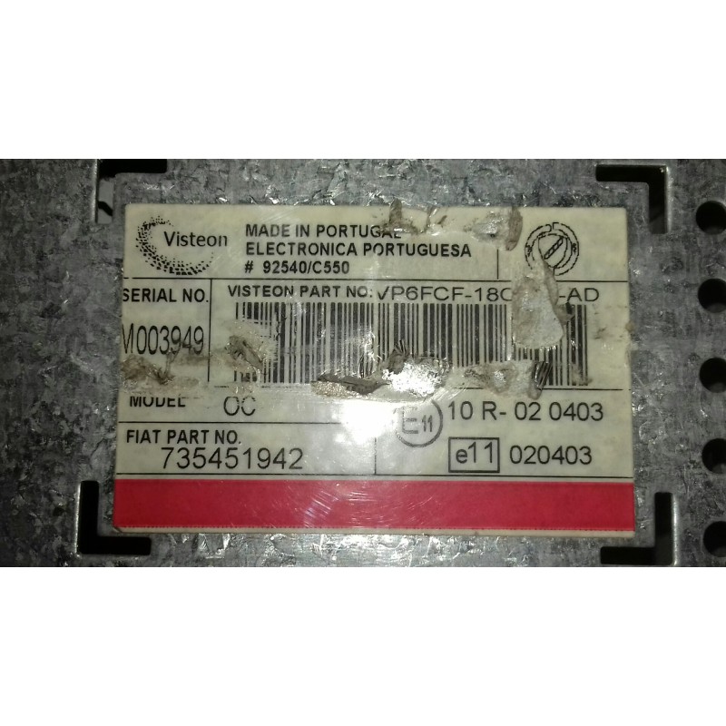 Recambio de sistema audio / radio cd para fiat bravo (198) 1.9 active multijet referencia OEM IAM 735451942 M003949 VISTEON