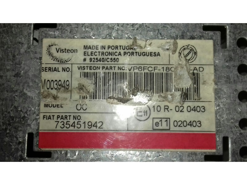 Recambio de sistema audio / radio cd para fiat bravo (198) 1.9 active multijet referencia OEM IAM 735451942 M003949 VISTEON