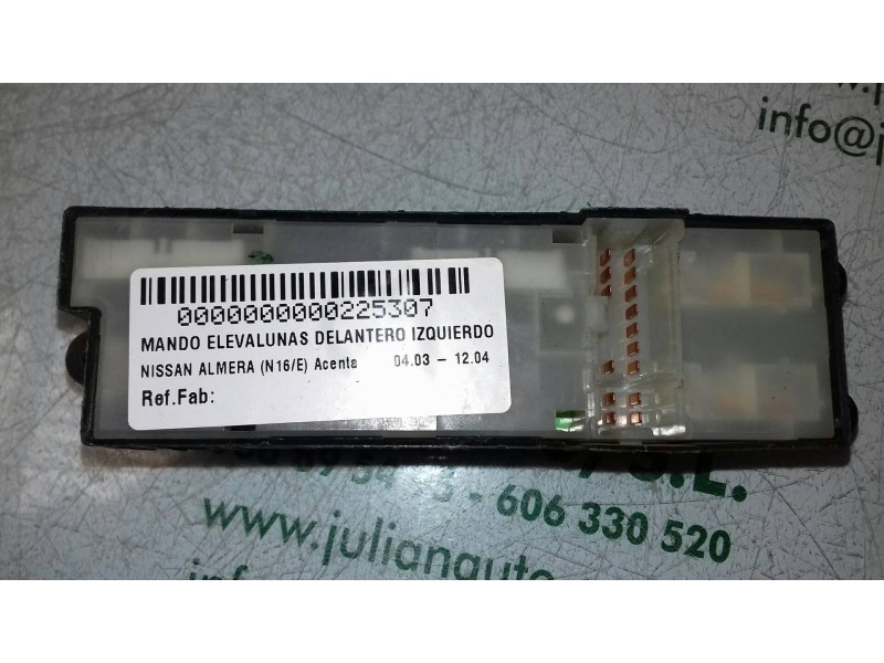 Recambio de mando elevalunas delantero izquierdo para nissan almera (n16/e) acenta referencia OEM IAM   