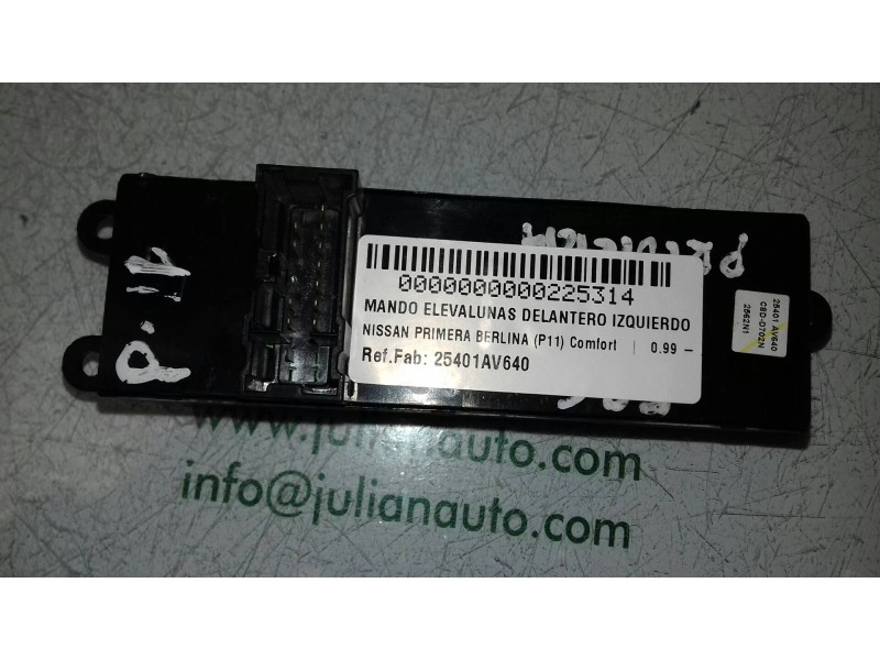 Recambio de mando elevalunas delantero izquierdo para nissan primera berlina (p12) acenta referencia OEM IAM 25401AV640  