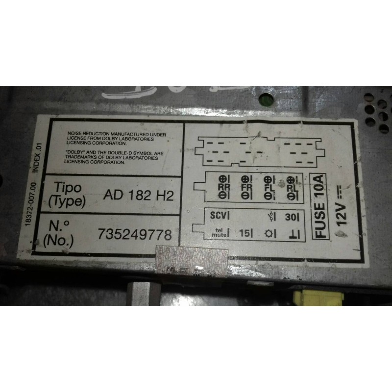 Recambio de sistema audio / radio cd para fiat marea berlina (185) td 100 elx referencia OEM IAM 735249778 FA1092X1856415 