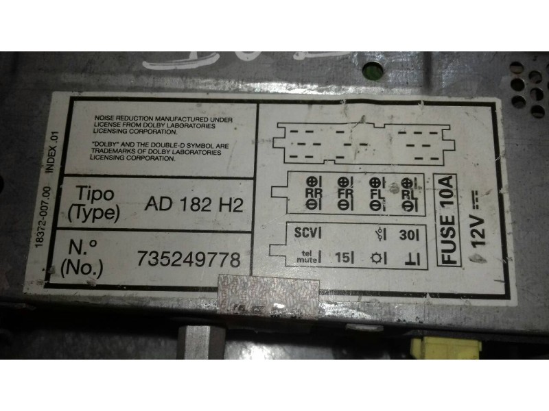 Recambio de sistema audio / radio cd para fiat marea berlina (185) td 100 elx referencia OEM IAM 735249778 FA1092X1856415 