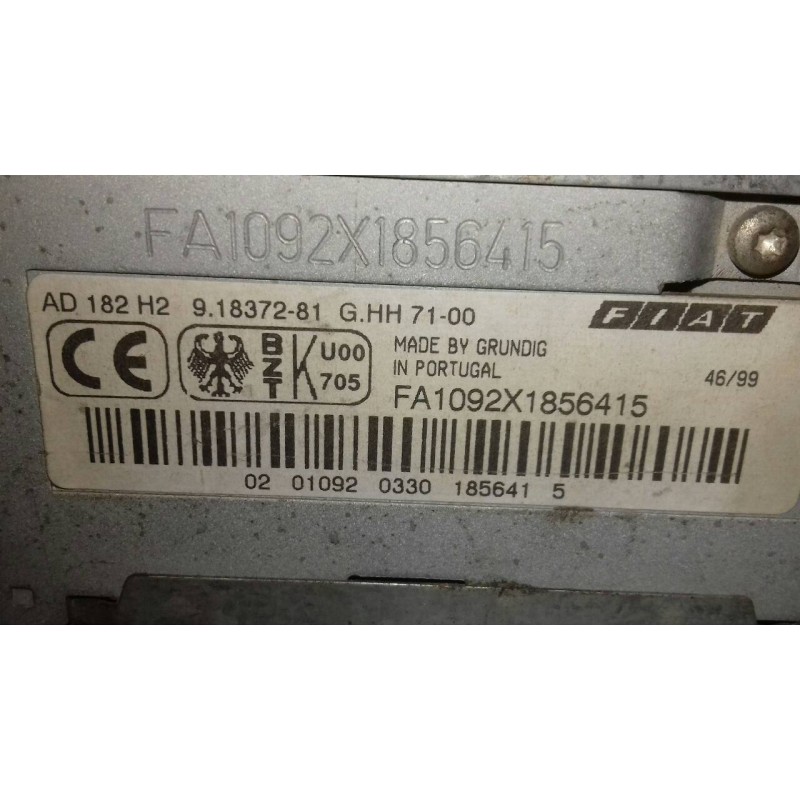 Recambio de sistema audio / radio cd para fiat marea berlina (185) td 100 elx referencia OEM IAM 735249778 FA1092X1856415 