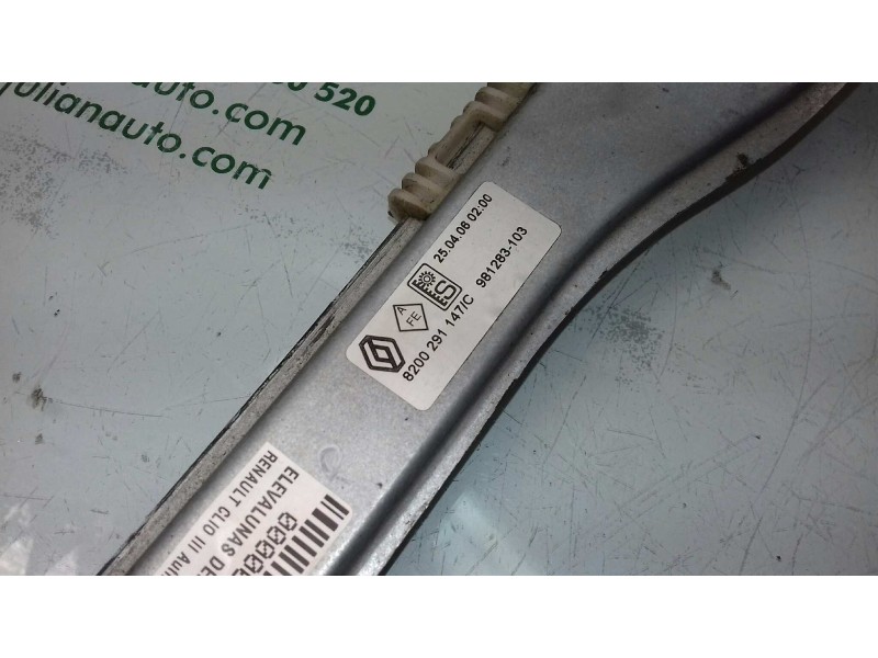 Recambio de elevalunas delantero derecho para renault clio iii authentique referencia OEM IAM 8200291147C 400861D ELECTRICO Recambio de elevalunas delantero derecho para renault clio iii authentique referencia OEM IAM 8200291147C 400861D ELECTRICO