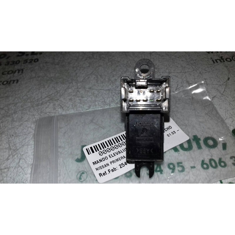 Recambio de mando elevalunas delantero derecho para nissan primera berlina (p12) acenta referencia OEM IAM 25411AV600 NEGRO 4 + 