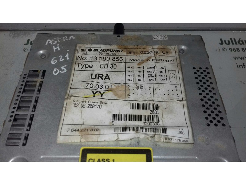 Recambio de sistema audio / radio cd para opel astra h berlina enjoy referencia OEM IAM 7644221310 13190856 BLAUPUNKT