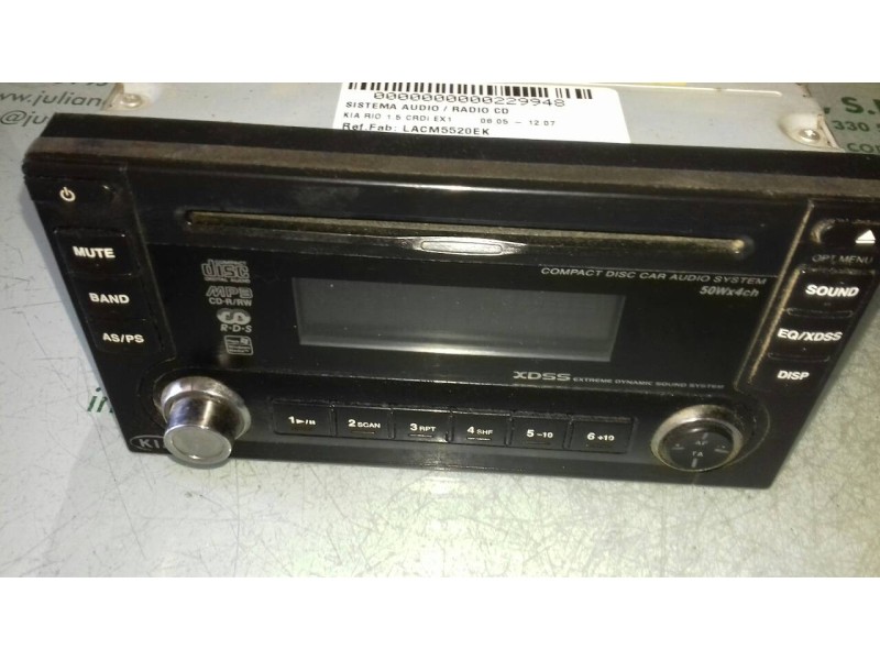 Recambio de sistema audio / radio cd para kia rio 1.5 crdi ex1 referencia OEM IAM LACM5520EK  