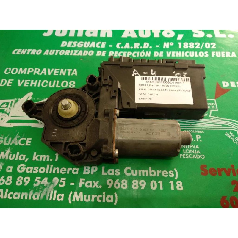 Recambio de motor elevalunas trasero derecho para audi a4 berlina (8e) 2.0 tdi quattro (dpf) (125kw) referencia OEM IAM 8E095980