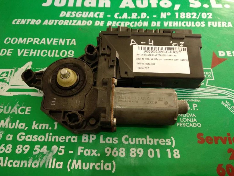 Recambio de motor elevalunas trasero derecho para audi a4 berlina (8e) 2.0 tdi quattro (dpf) (125kw) referencia OEM IAM 8E095980