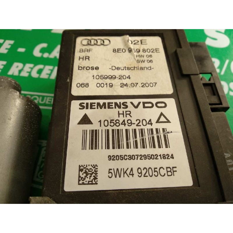 Recambio de motor elevalunas trasero derecho para audi a4 berlina (8e) 2.0 tdi quattro (dpf) (125kw) referencia OEM IAM 8E095980