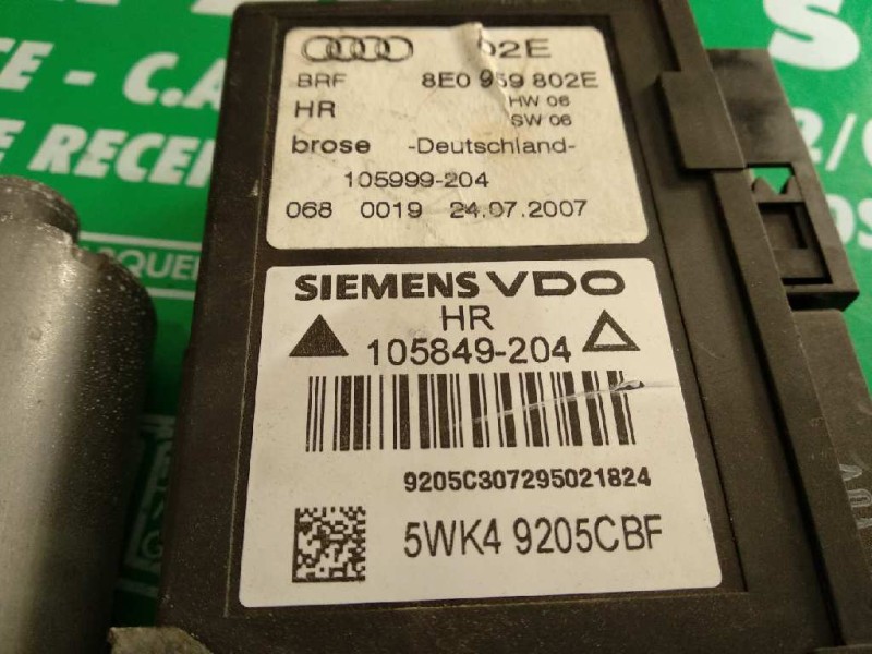 Recambio de motor elevalunas trasero derecho para audi a4 berlina (8e) 2.0 tdi quattro (dpf) (125kw) referencia OEM IAM 8E095980