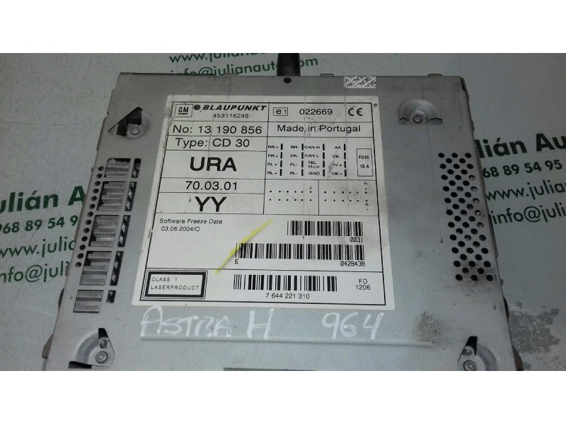 Recambio de sistema audio / radio cd para opel astra h berlina cosmo referencia OEM IAM 7644221310 13190856 BLAUPUNKT