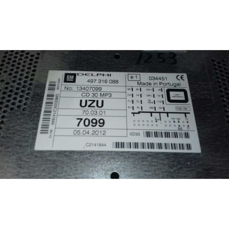 Recambio de sistema audio / radio cd para opel corsa d expression referencia OEM IAM 497316088 13407099 DELPHI