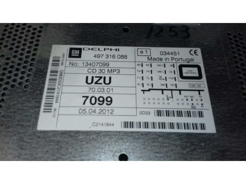Recambio de sistema audio / radio cd para opel corsa d expression referencia OEM IAM 497316088 13407099 DELPHI