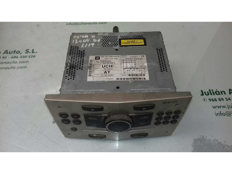 Recambio de sistema audio / radio cd para opel astra h caravan innovation referencia OEM IAM 497316088 13255553 DELPHI GRUNDIG