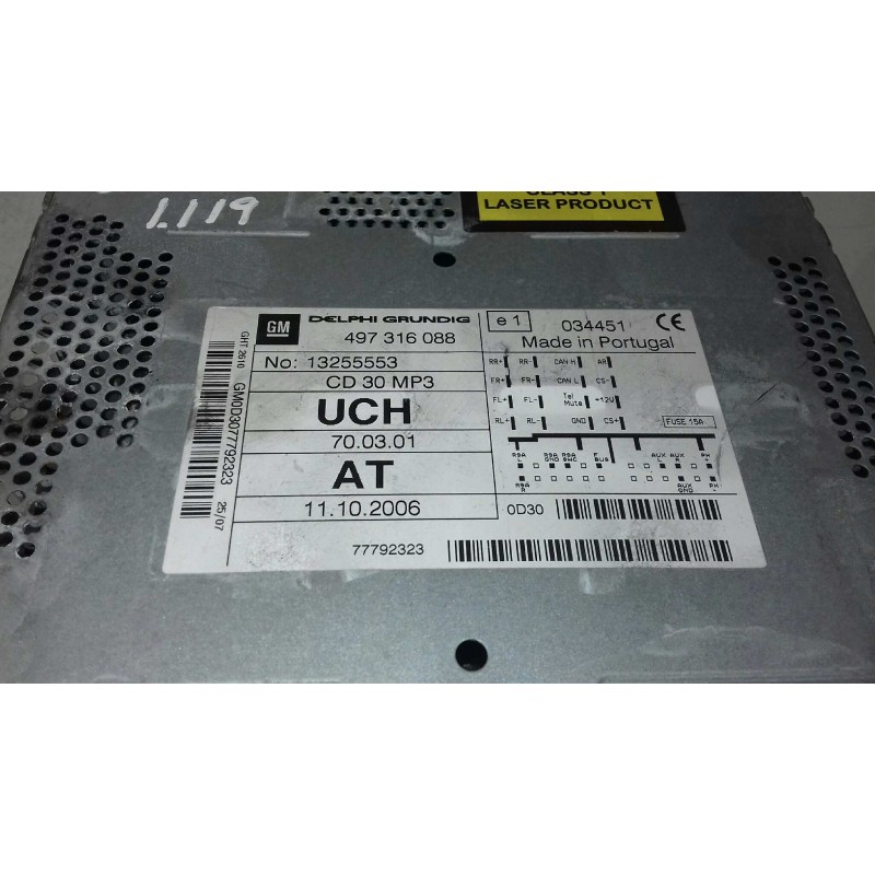 Recambio de sistema audio / radio cd para opel astra h caravan innovation referencia OEM IAM 497316088 13255553 DELPHI GRUNDIG