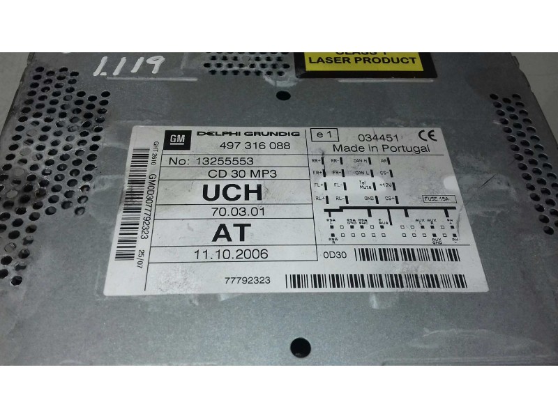 Recambio de sistema audio / radio cd para opel astra h caravan innovation referencia OEM IAM 497316088 13255553 DELPHI GRUNDIG