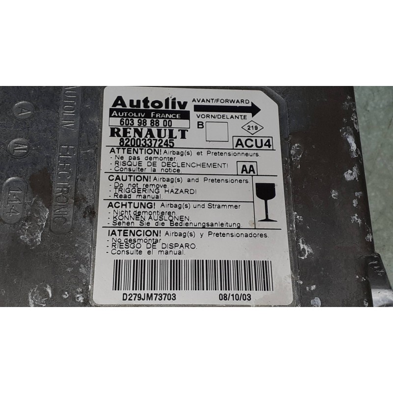 Recambio de centralita airbag para renault megane ii classic berlina confort authentique referencia OEM IAM 8200337245 603988800