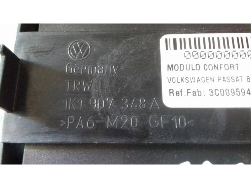 Recambio de modulo confort para volkswagen passat berlina (3c2) advance referencia OEM IAM 3C00959433K 1K1907348A TRW