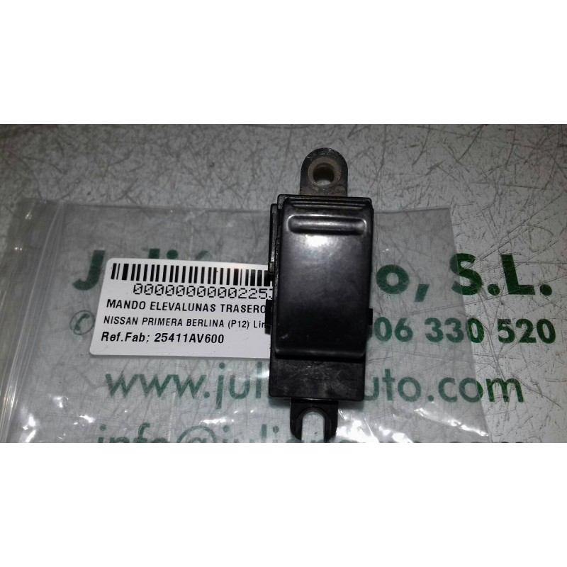 Recambio de mando elevalunas trasero izquierdo para nissan primera berlina (p12) line up referencia OEM IAM 25411AV600 NEGRO 4 +