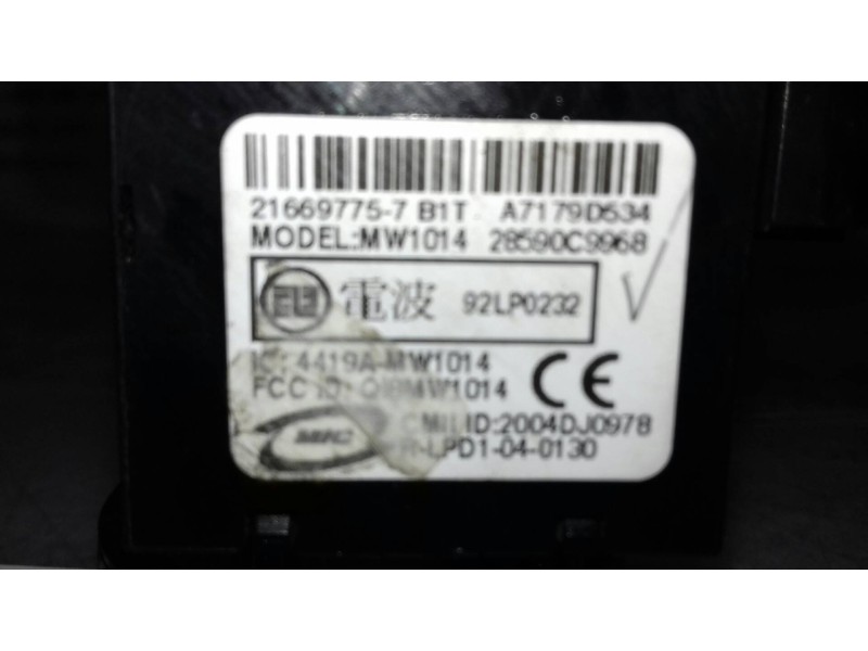 Recambio de antirrobo / llave contacto para nissan qashqai (j10) tekna referencia OEM IAM 28590C9918 5WK48644A SIEMENS