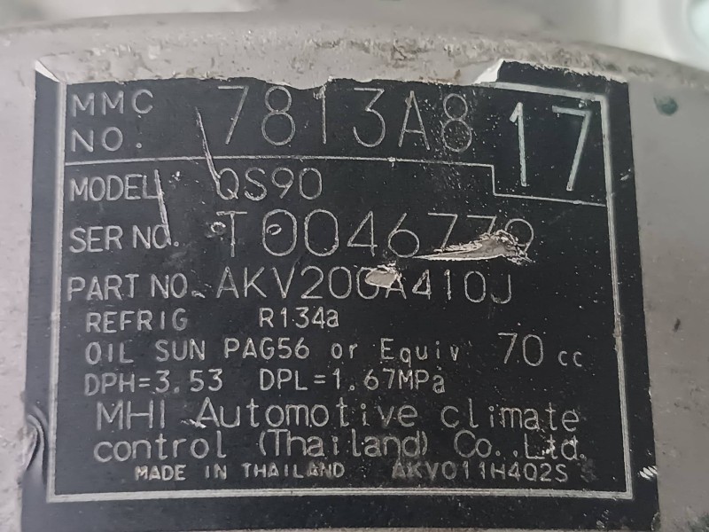 Recambio de compresor aire acondicionado para citroen c4 aircross seduction referencia OEM IAM 7813A817 QS90 AKV200A410J