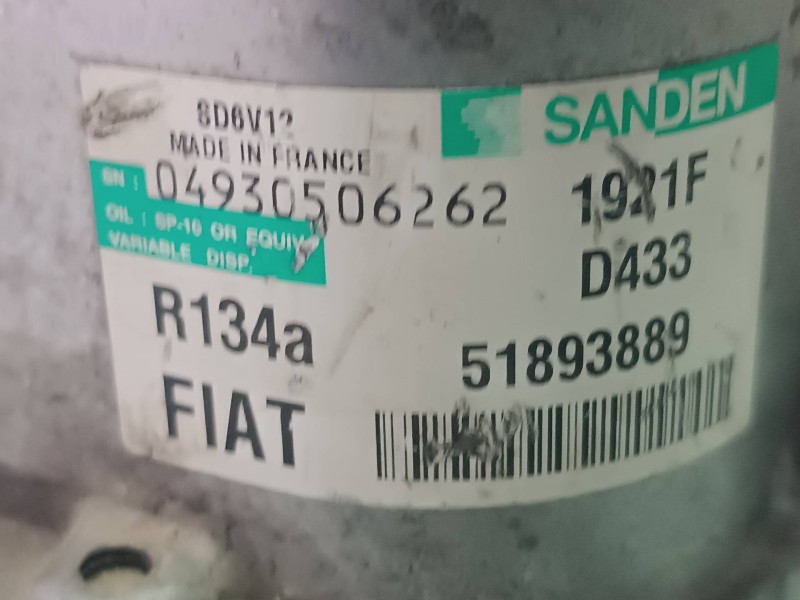 Recambio de compresor aire acondicionado para citroen nemo sx plus referencia OEM IAM 51893889 SD6V12 SANDEN