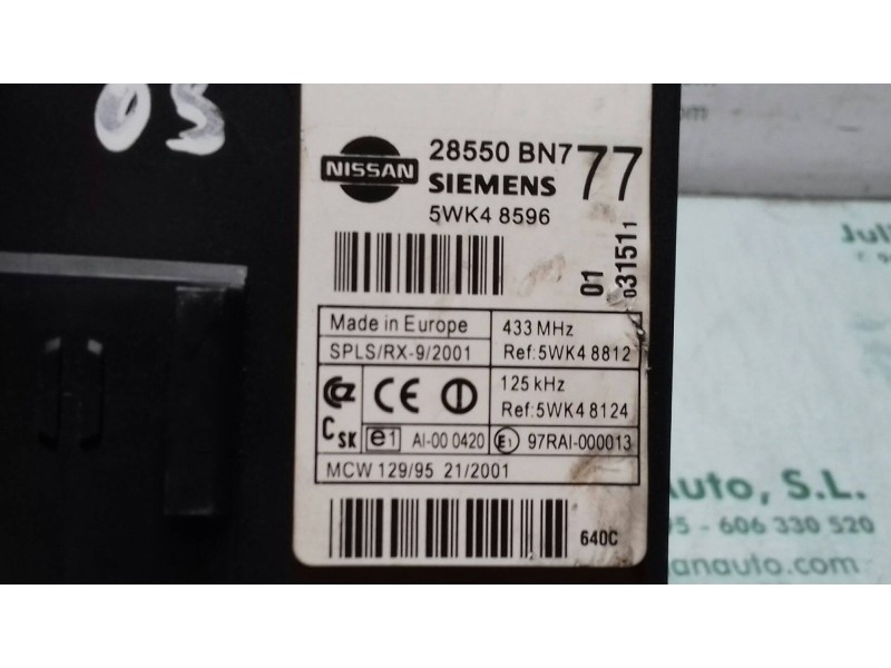 Recambio de centralita cierre para nissan almera (n16/e) acenta referencia OEM IAM 28550BN7 5WK48596 SIEMENS