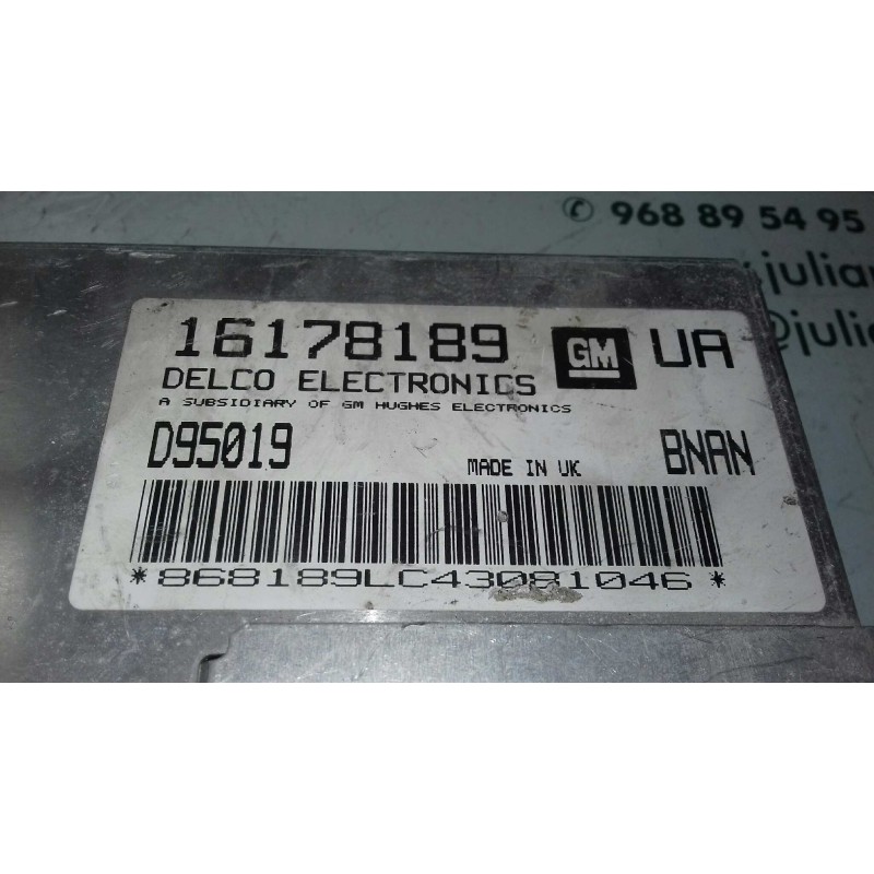 Recambio de centralita motor uce para opel corsa c blue line referencia OEM IAM 16178189 D95019 DELCO ELECTRONICS