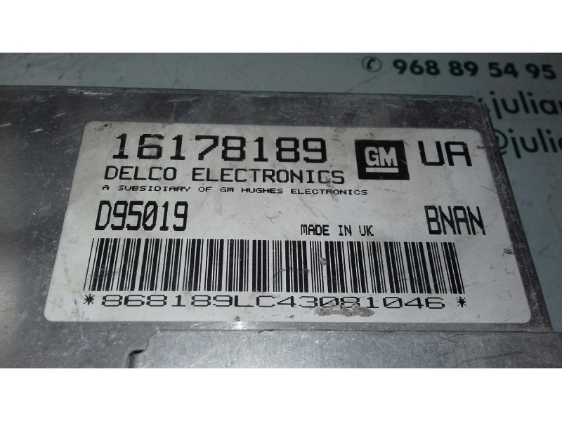 Recambio de centralita motor uce para opel corsa c blue line referencia OEM IAM 16178189 D95019 DELCO ELECTRONICS