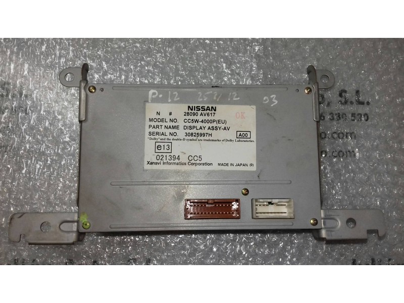 Recambio de pantalla multifuncion para nissan primera berlina (p12) acenta referencia OEM IAM 28090AV617 30825997H CC5W-4000PEU